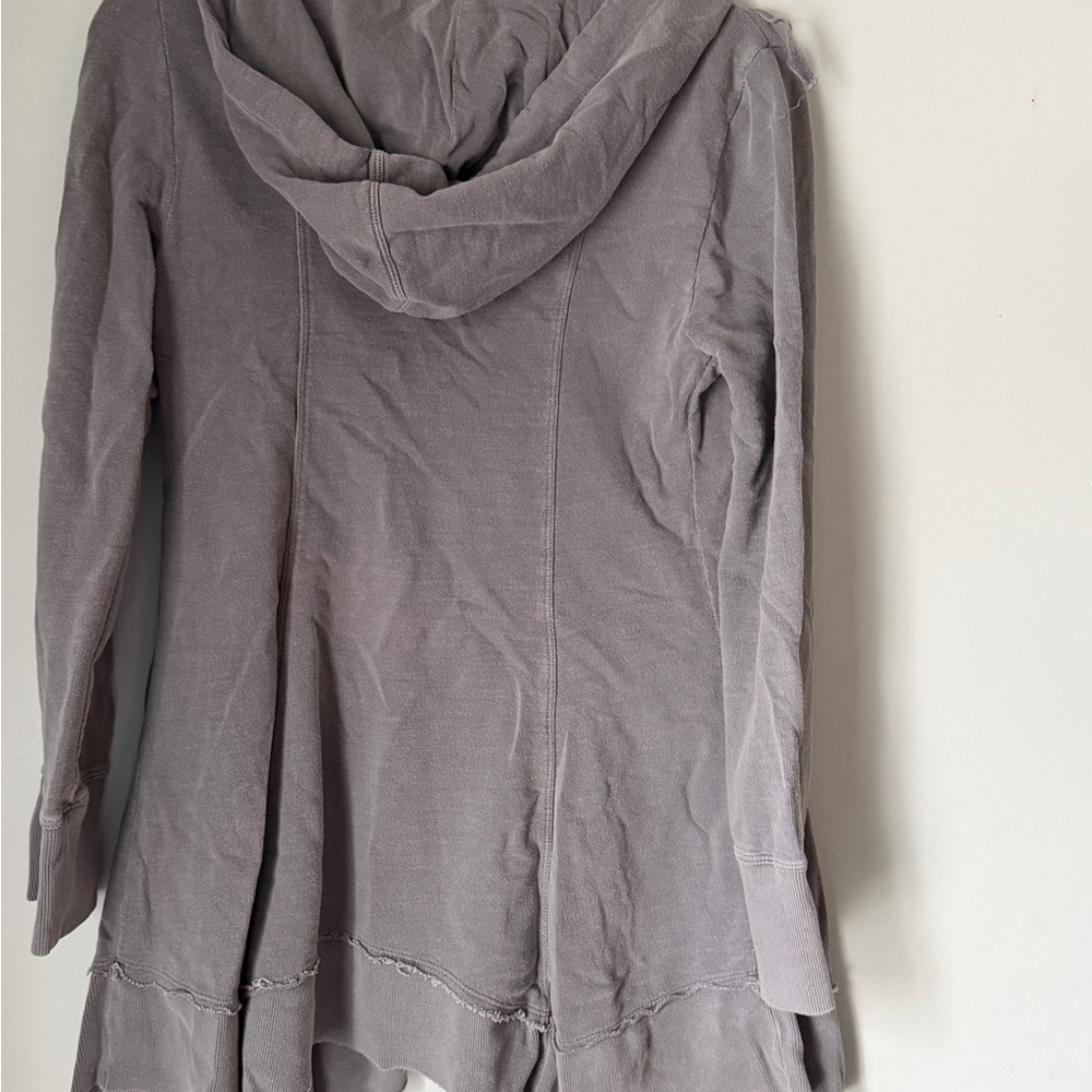 WEARABLES Gray Zip Hoodie Jacket Raw Hem Cotton Sweatshirt Size M - Picture 6 of 7